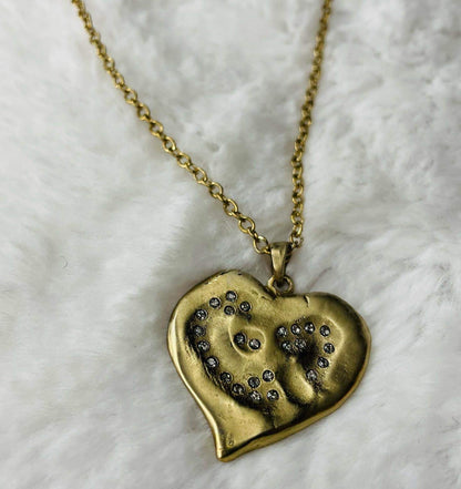 24k Gold Impression Heart Necklace-TAT2 DESIGNS-gold,heart,Necklace,Swarovski