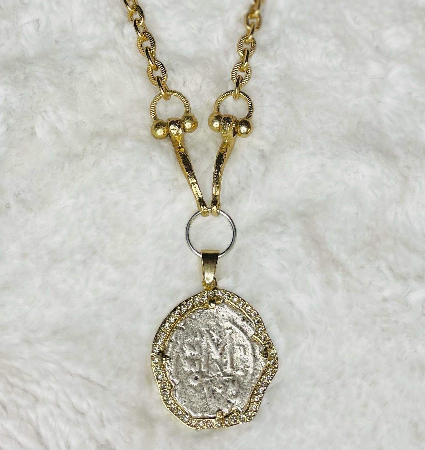 24k Gold Molat Necklace-TAT2 DESIGNS-coin,gold,Necklace,silver,Swarovski