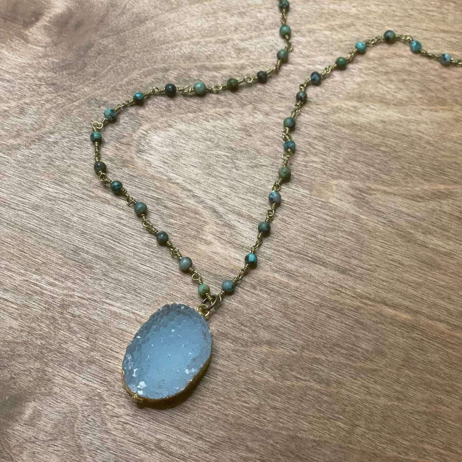 Aqua Blue Gemstone Necklace-Pronoia