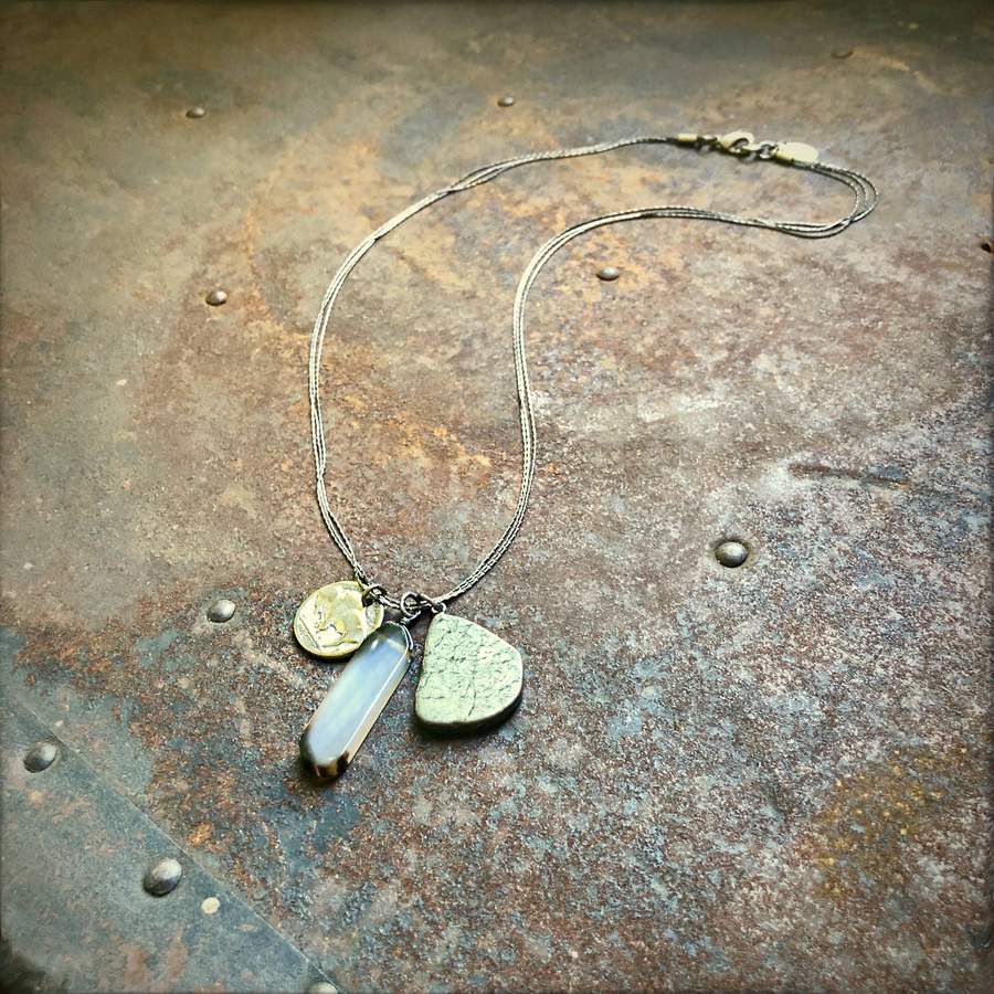 Pyrite & Buffalo Nickel Necklace-ASTALI