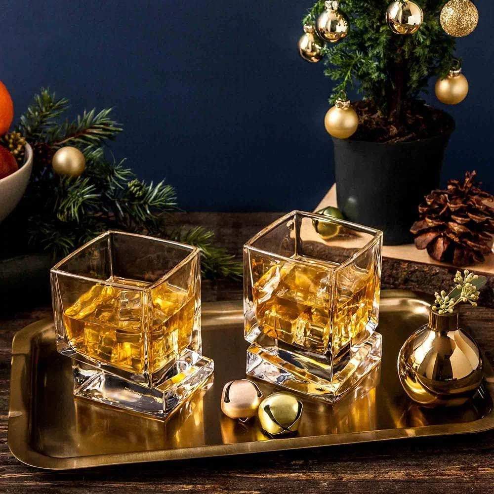 Carre Square Whiskey Glasses-JoyJolt-Bar,glass,square,whiskey