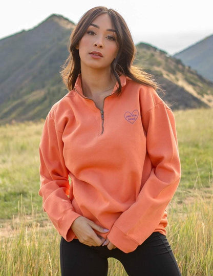 You Are Loved Half Zip Sweatshirt - Coral-People Of Leisure-
