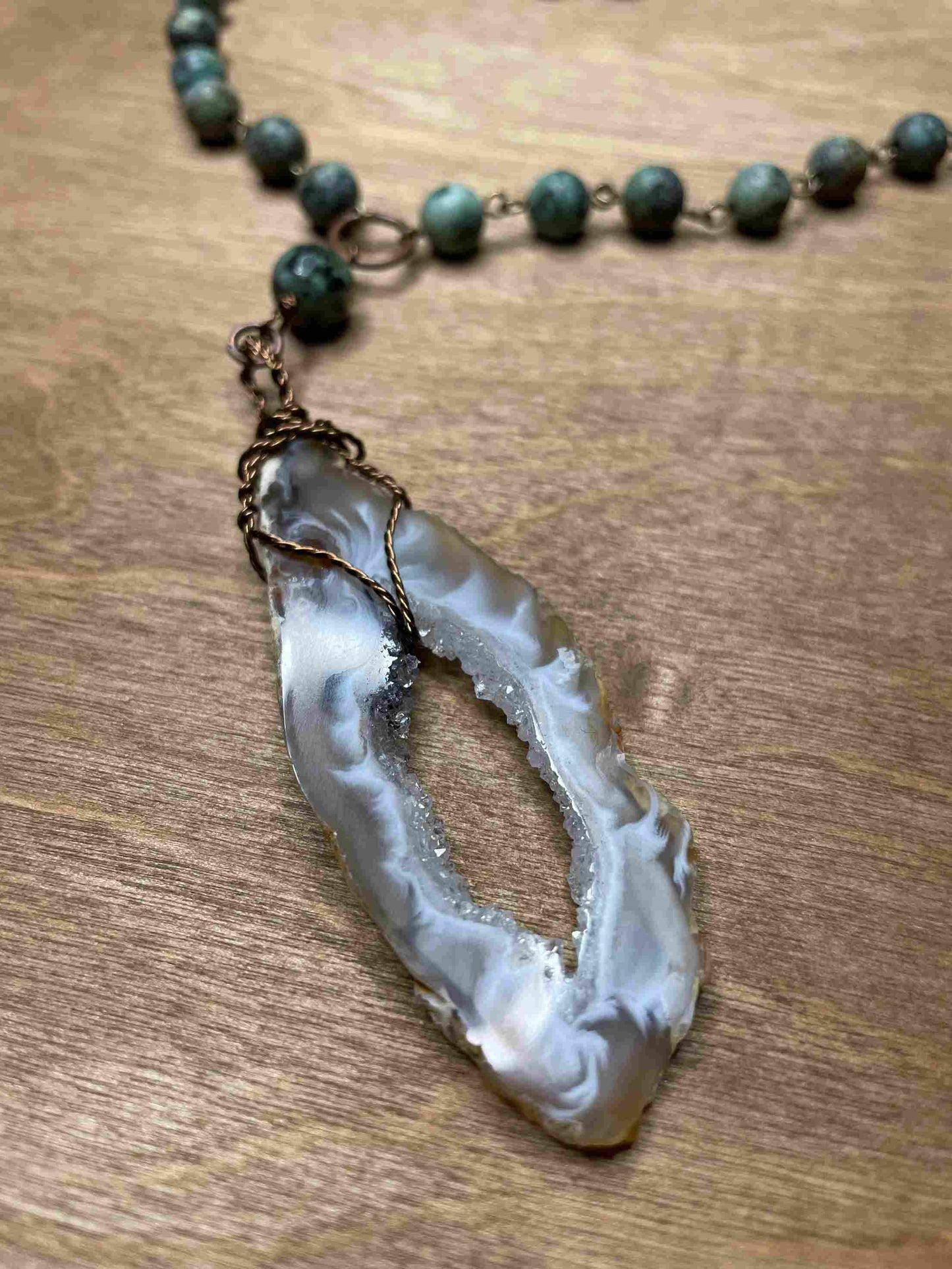 Mala Style Sliced Gemstone Necklace-Pronoia