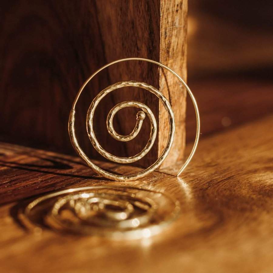 Ollivander's Spiral Brass Earrings-Moonflower