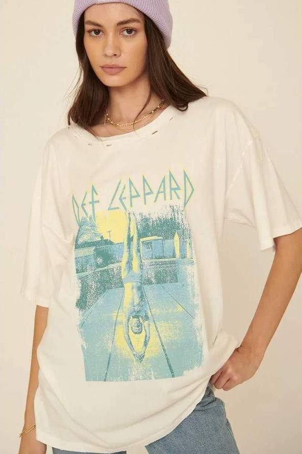 Def Leppard High 'n' Dry Distressed Graphic Tee-Vintage Canvas