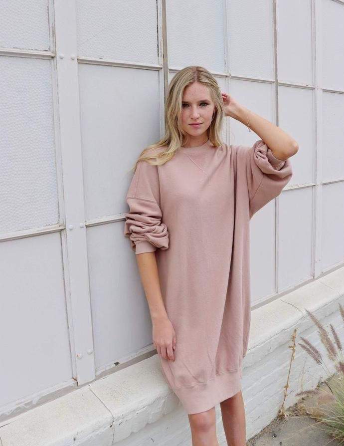 Beige best sale sweatshirt dress