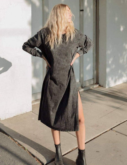 The Taylor Dress in Washed Black-People of Leisure
