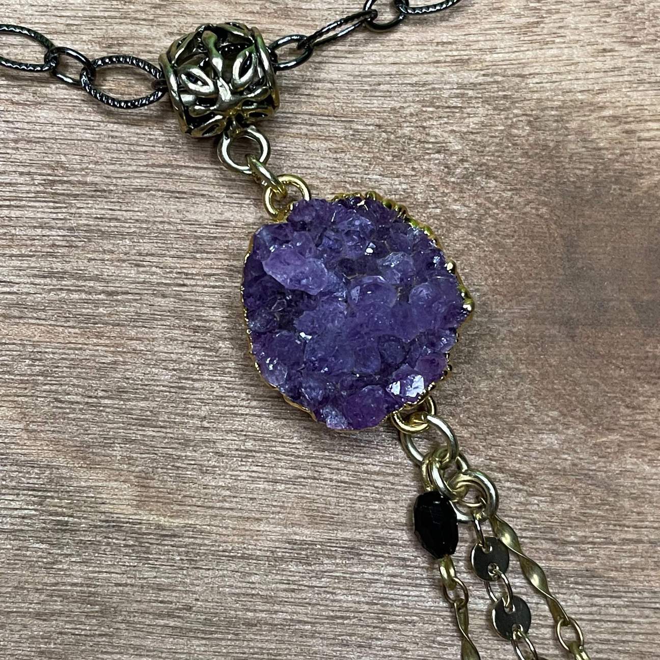 Violet Gem Chain Lariat Necklace-Pronoia