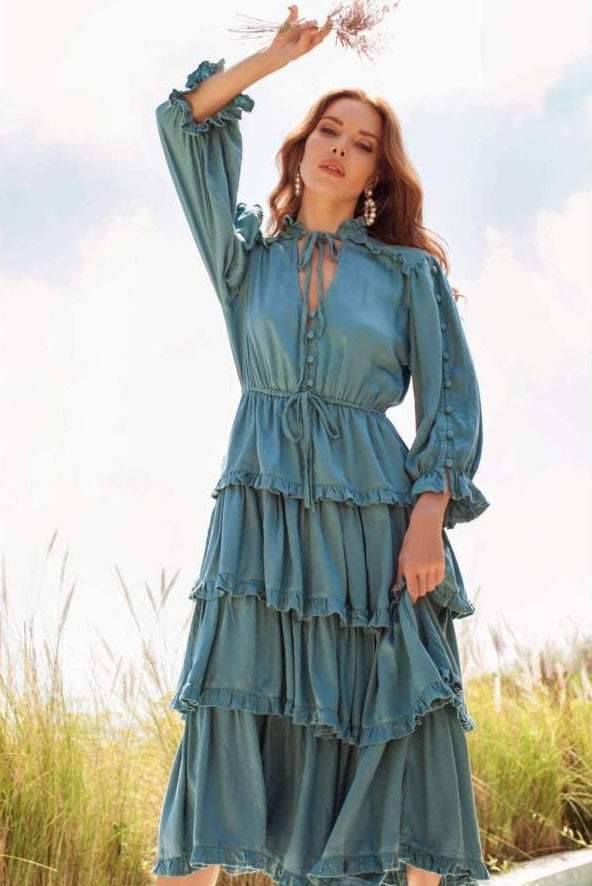 Wild West Pacific Blue Ruffle Dress