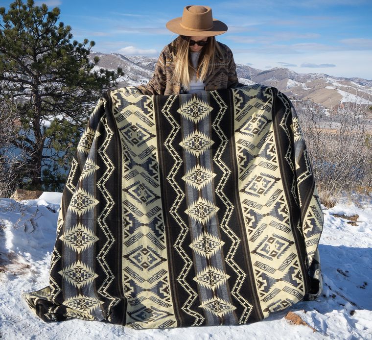 Large Alpaca Wool Blanket - Slate