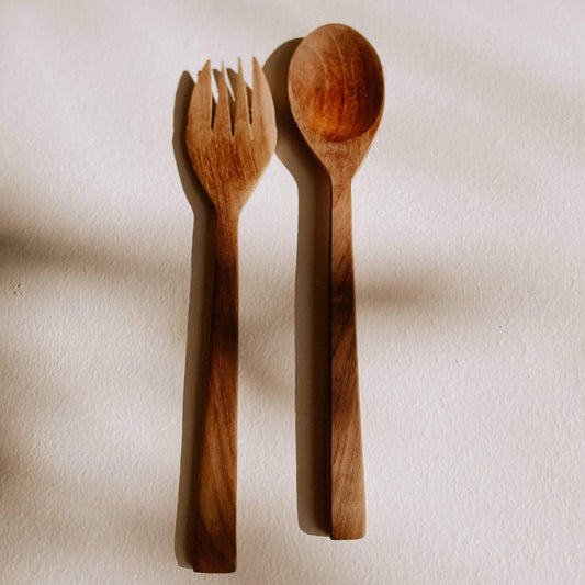 Teak Fork + Spoon Set-Village Thrive